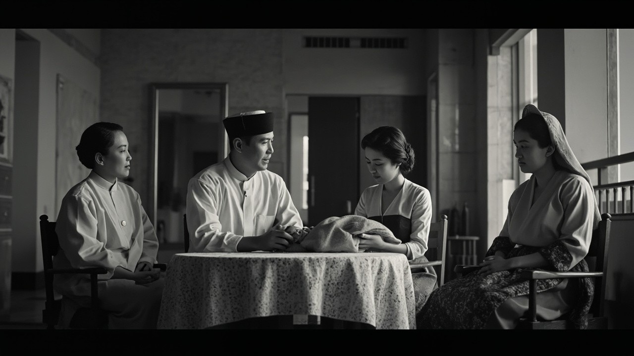 1940s Southeast Asian Family in Traditional Home