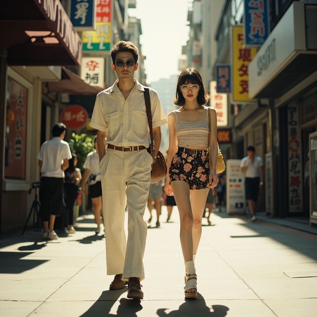 1990s Stylish Korean Couple on Myeongdong Street