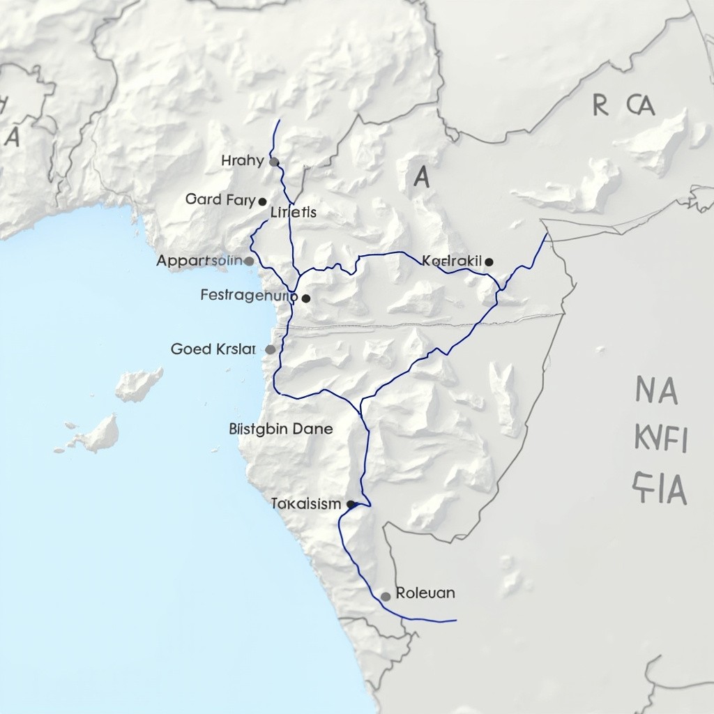 3D Map of SADC with Country, City, Roads
