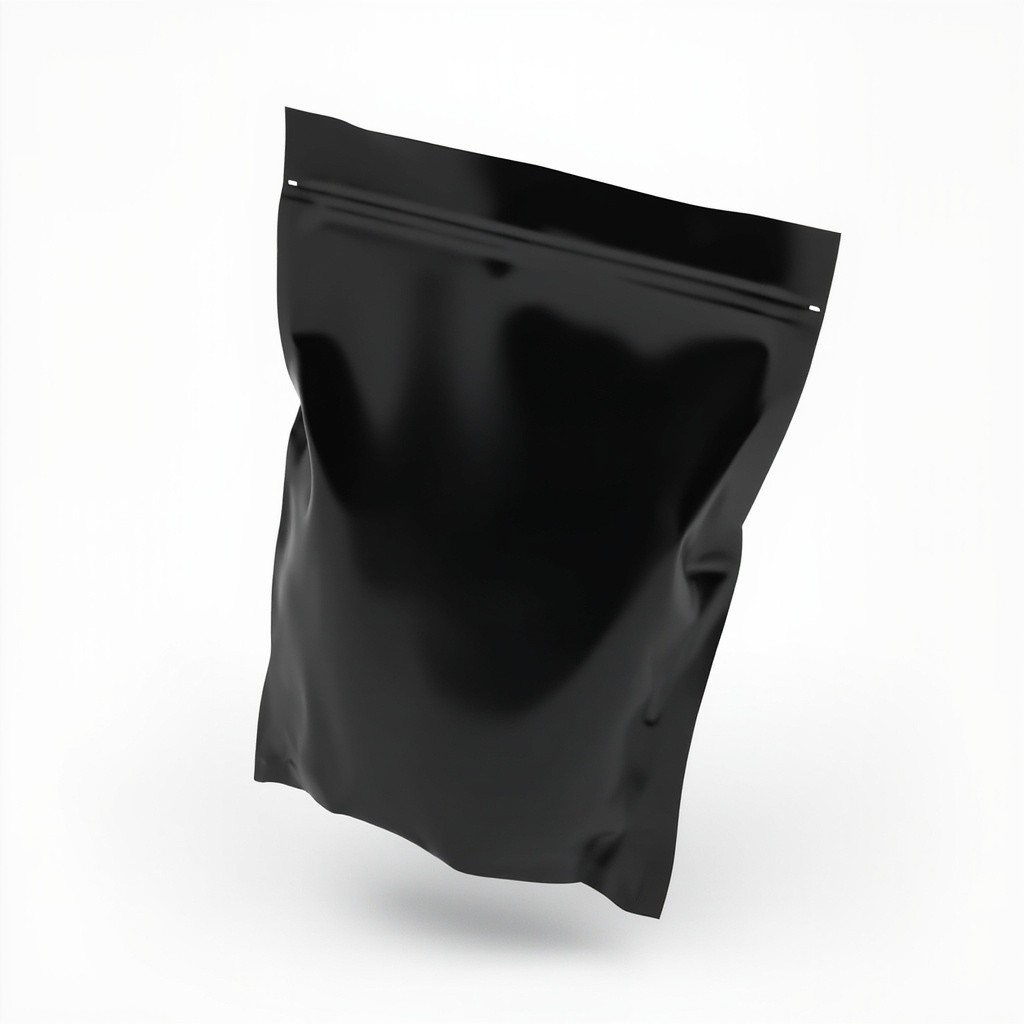 3D Rendered Black Plastic Snack Bag