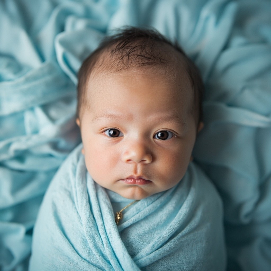A 15-Day Old Baby on Soft Sky-Blue Cloth