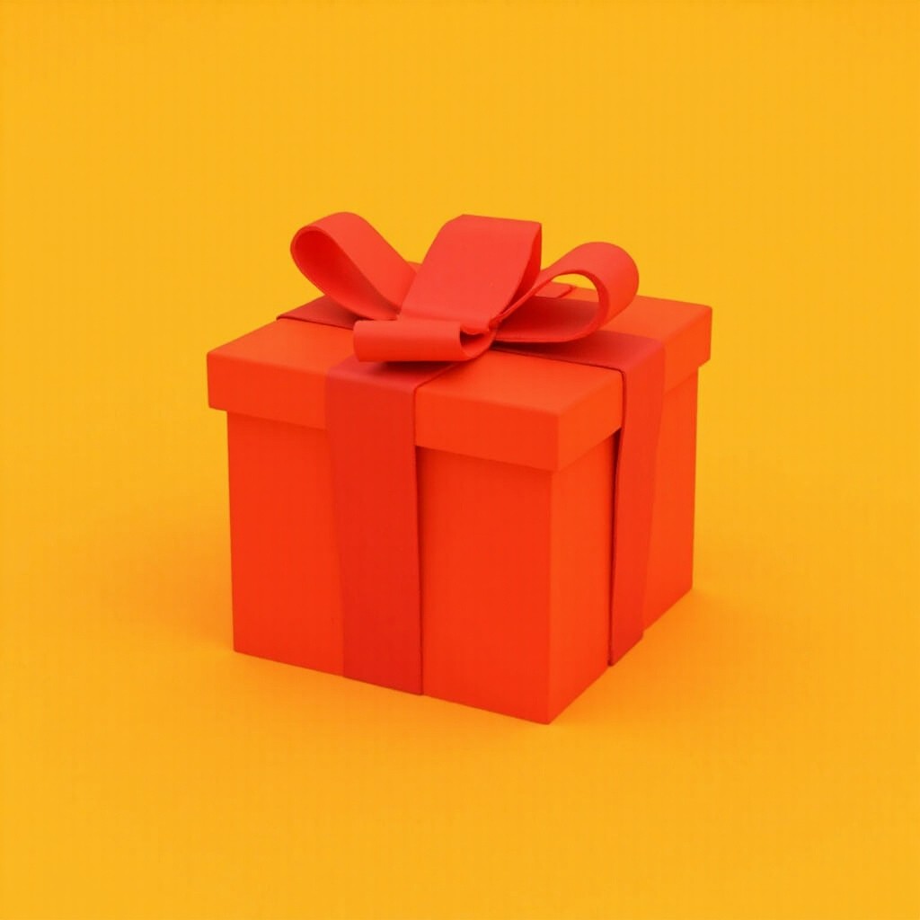 A 3D Red Gift on Yellow Background