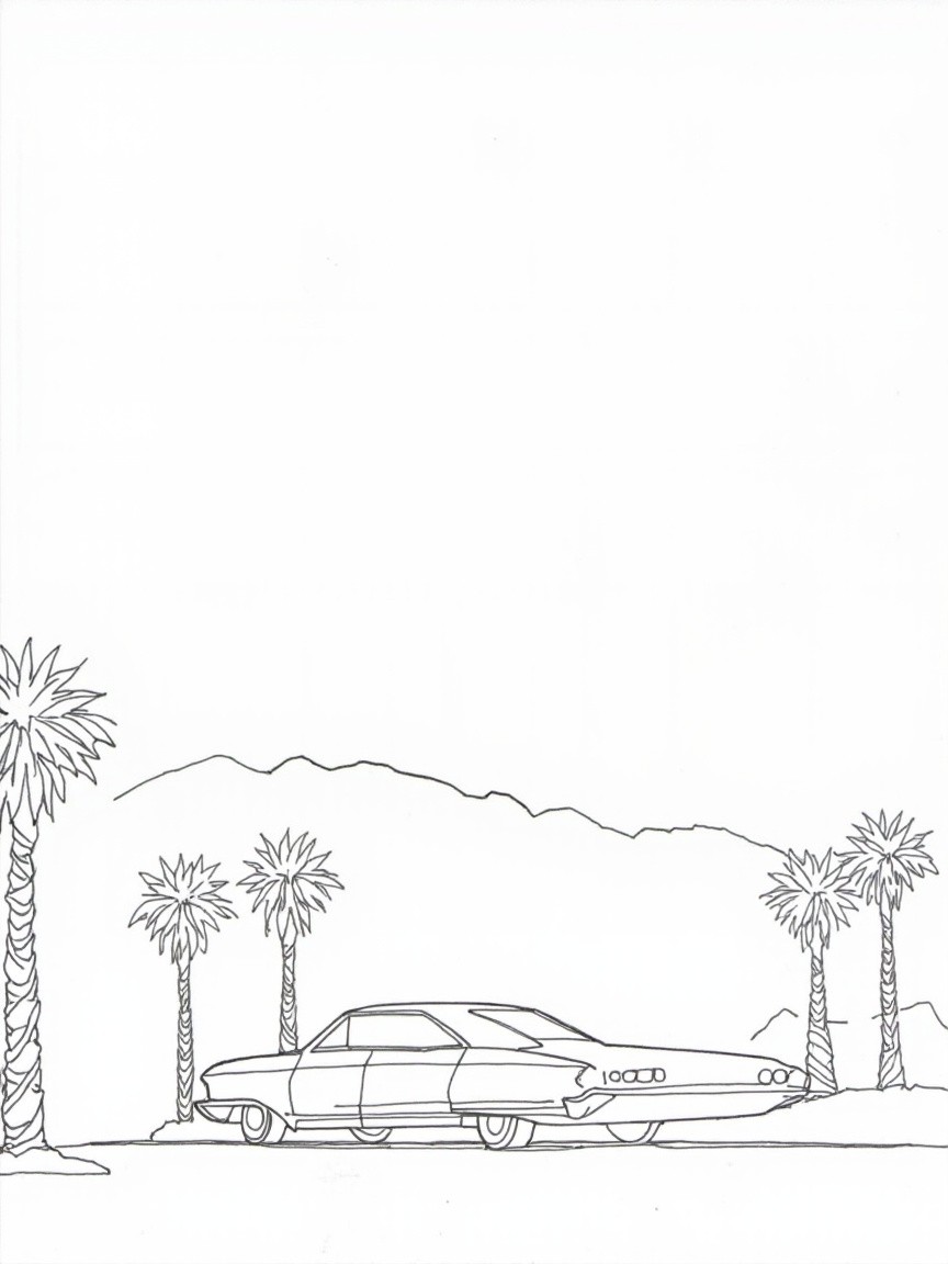 A 70s Palm Springs Scene Coloring Page