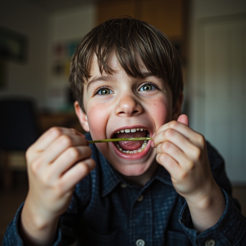 A 9-Year-Old Boy Biting His Long Nails