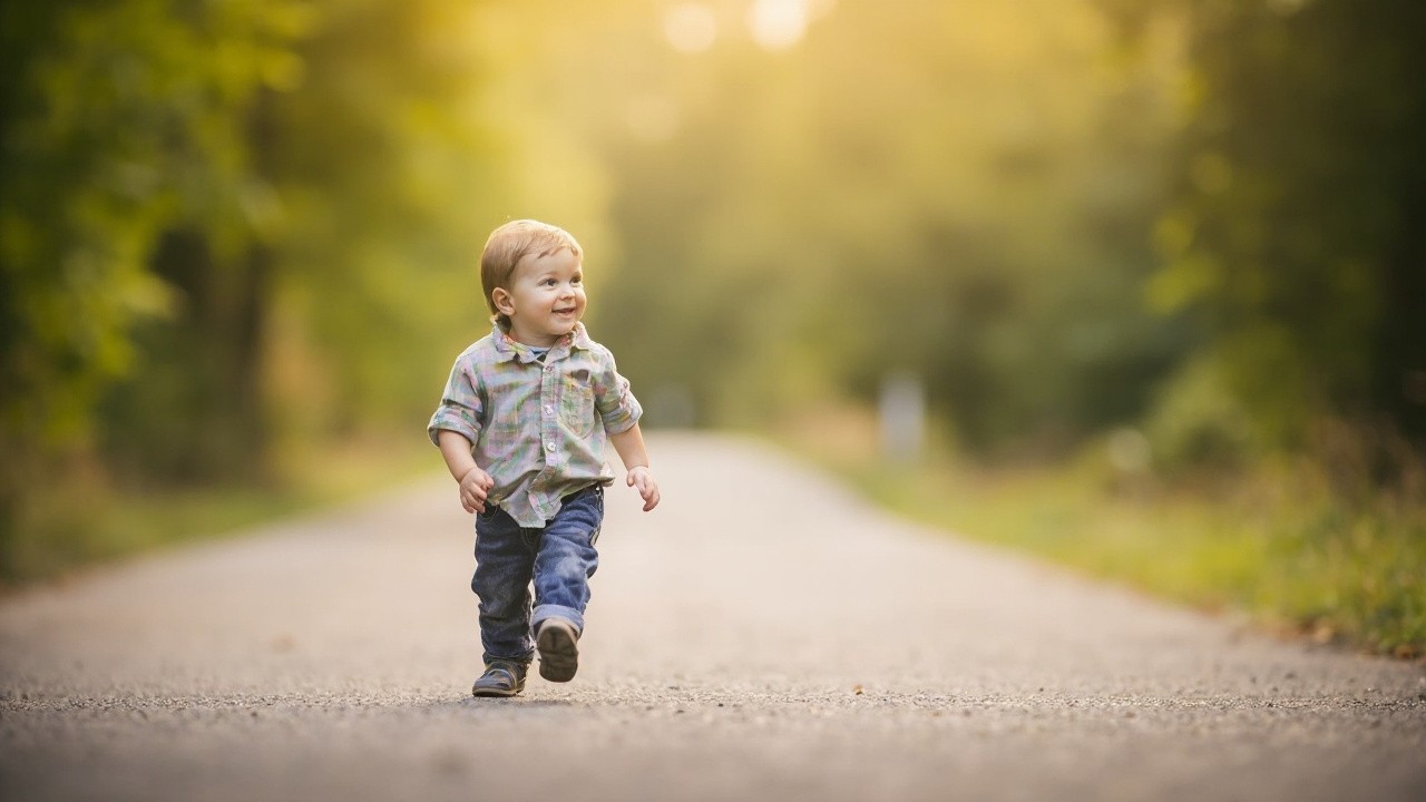 A Baby Taking Steps on the Road
