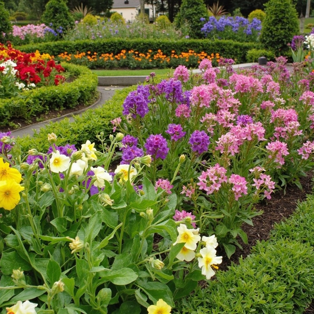 A Beautiful Flower Garden Scene