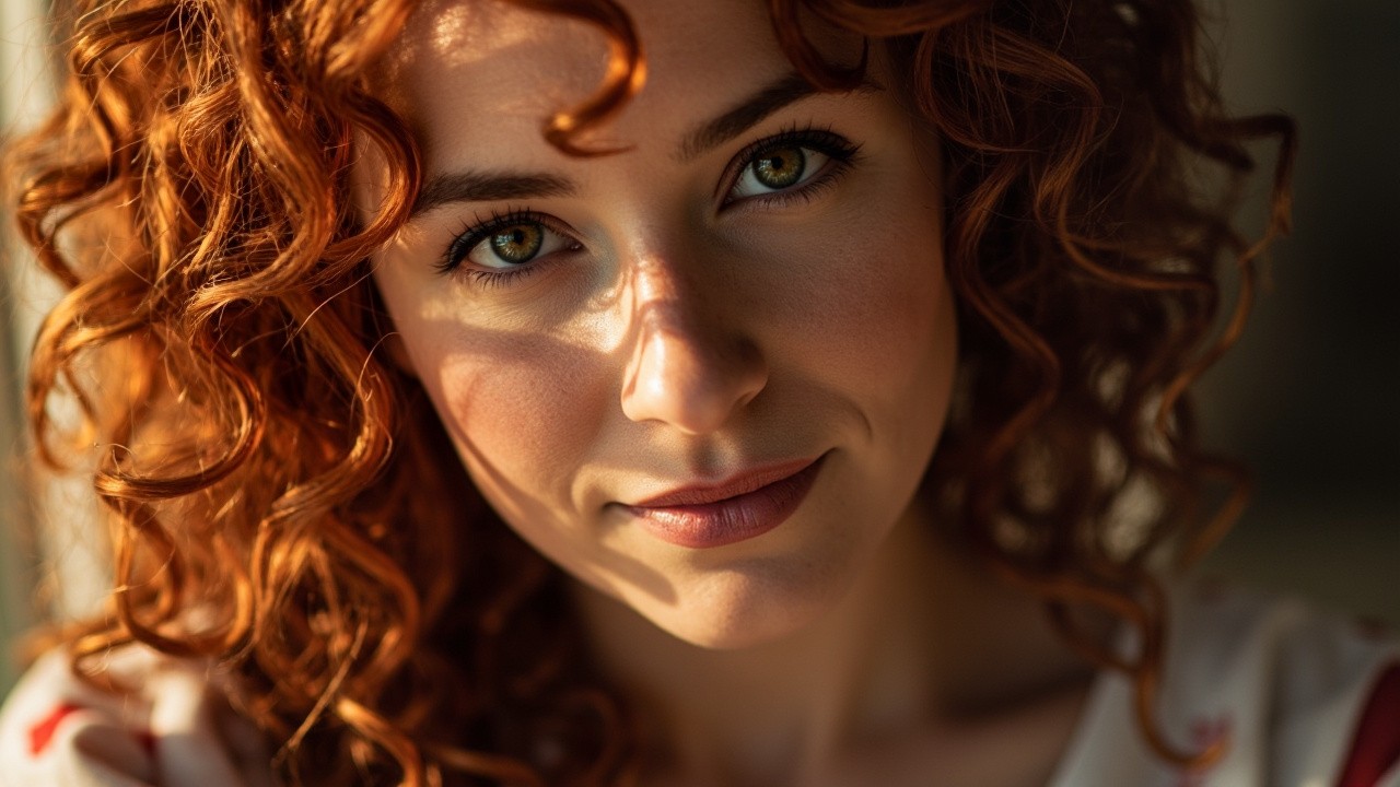 A Beautiful Woman with Curly Red Hair