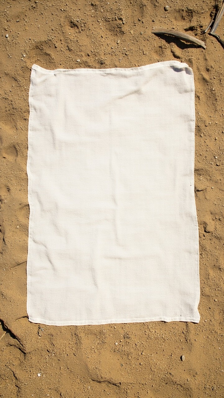 A Bird's Eye View of Beach Towel on Sand