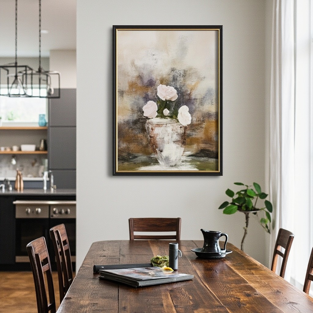 A Black, White, and Brown Kitchen Artwork