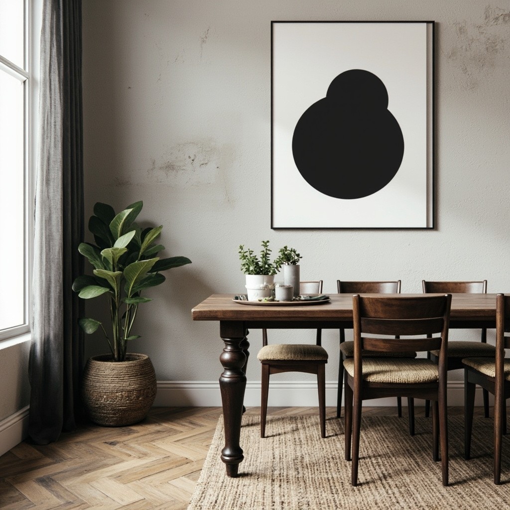 A Black, White and Brown Kitchen Painting