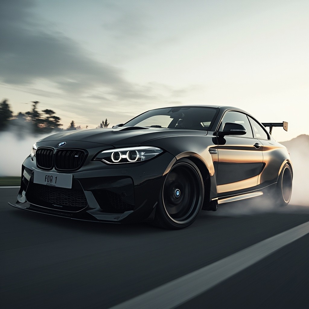 A Black BMW Drifting A Black BMW Drifting