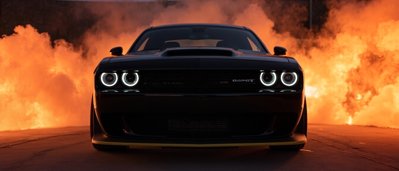 A Black Dodge Challenger Sr T Demon 17T