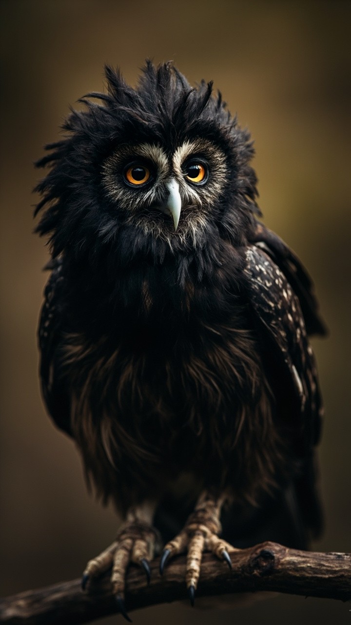 A Black Feathered Owl in a Photograph