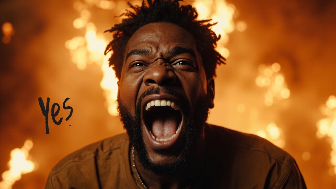 A Black Man Energetically Shouting Yes