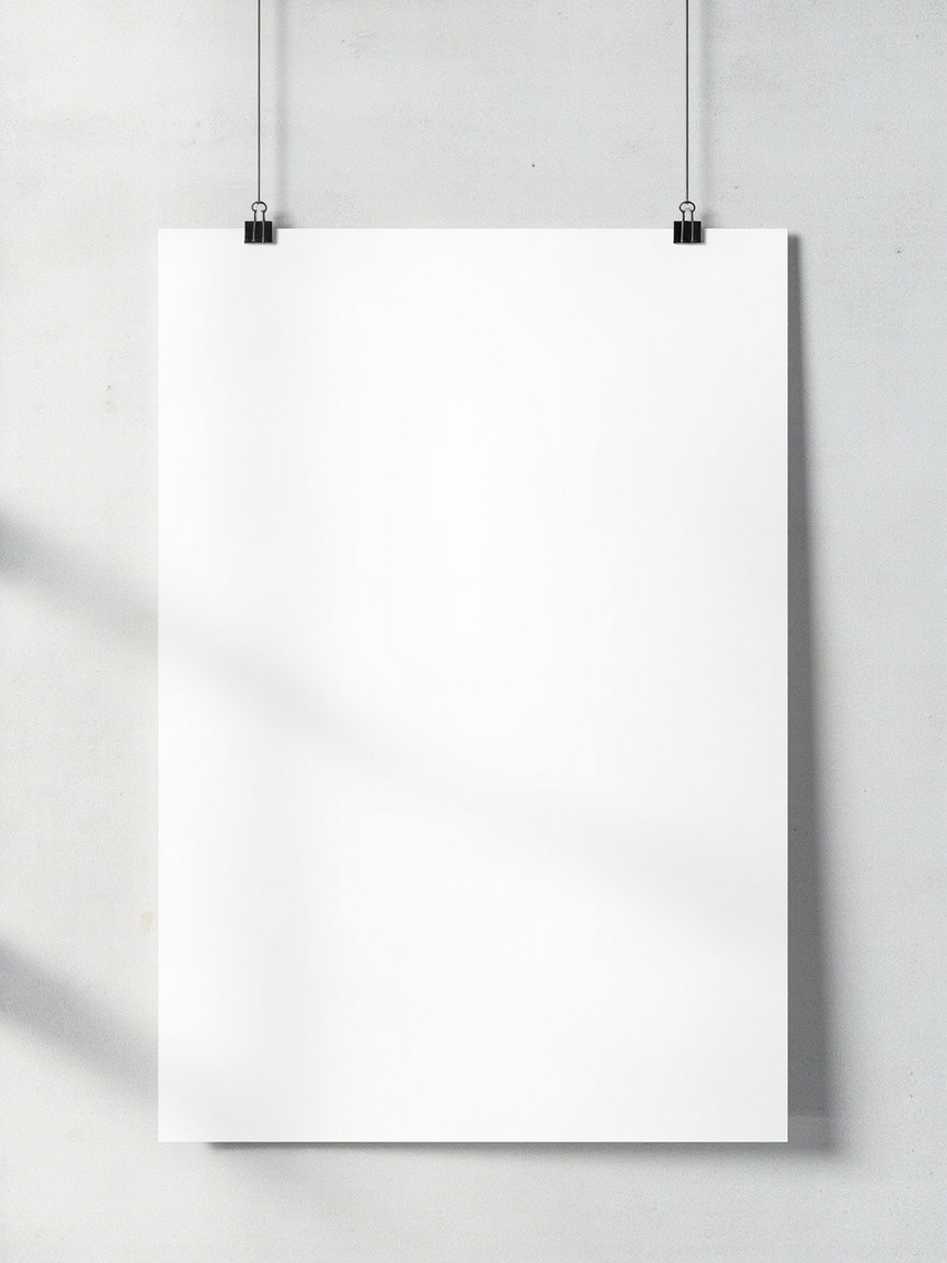 A Blank Poster Pinned to a Gray Concrete Wall