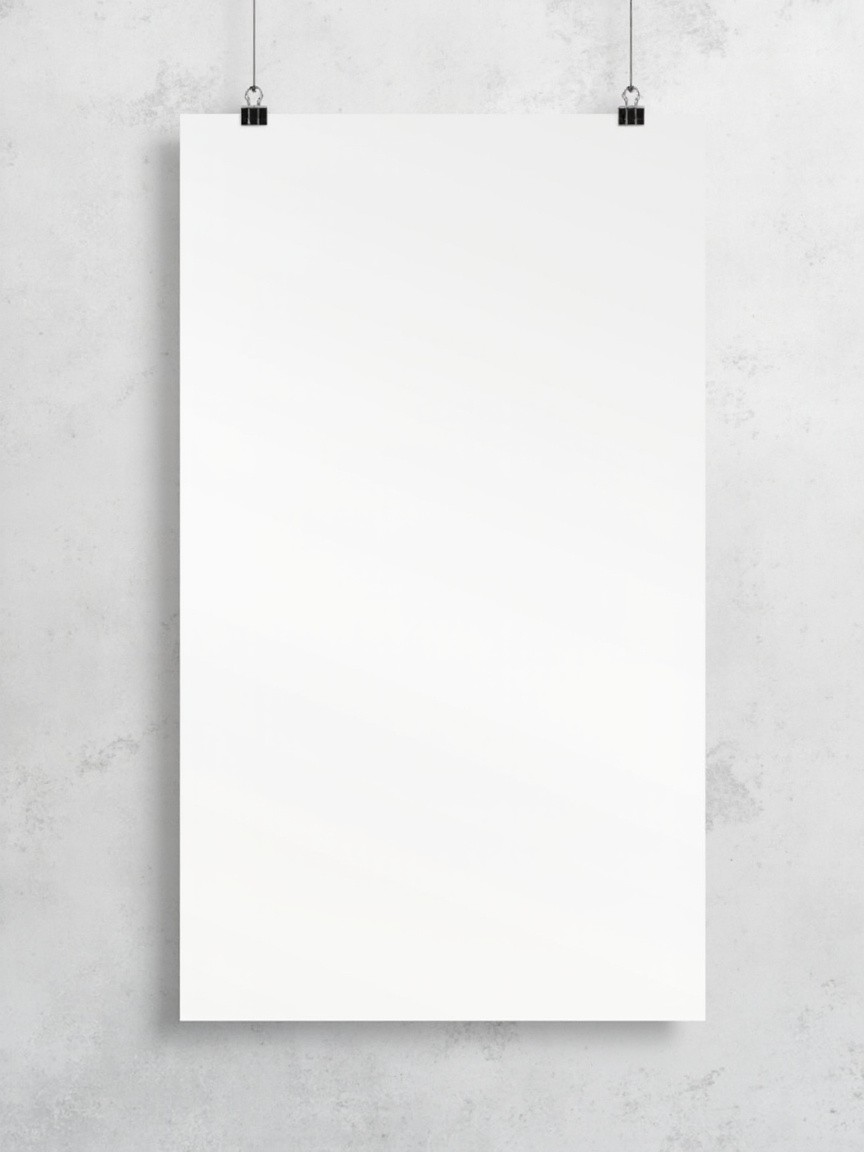 A Blank Vertical Poster on Concrete Wall