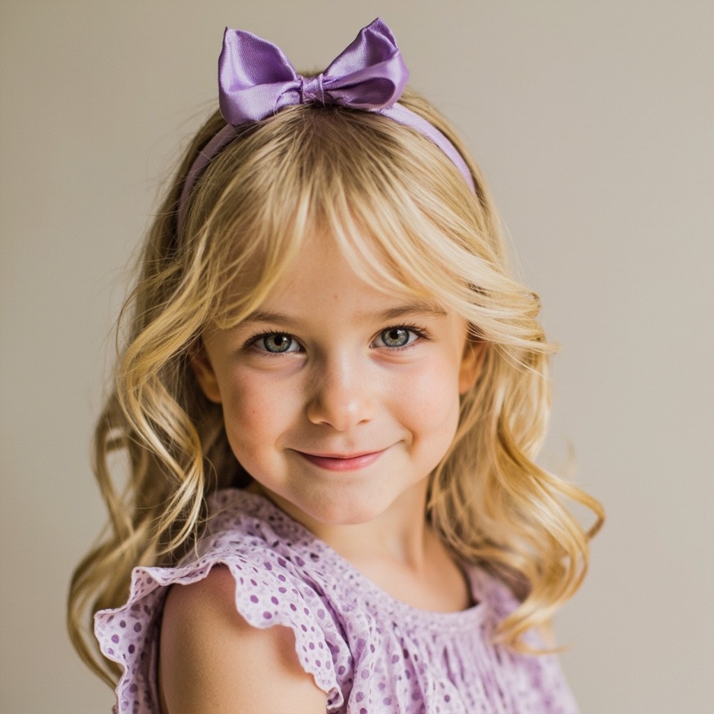 A Blond Girl with Small Purple Bow