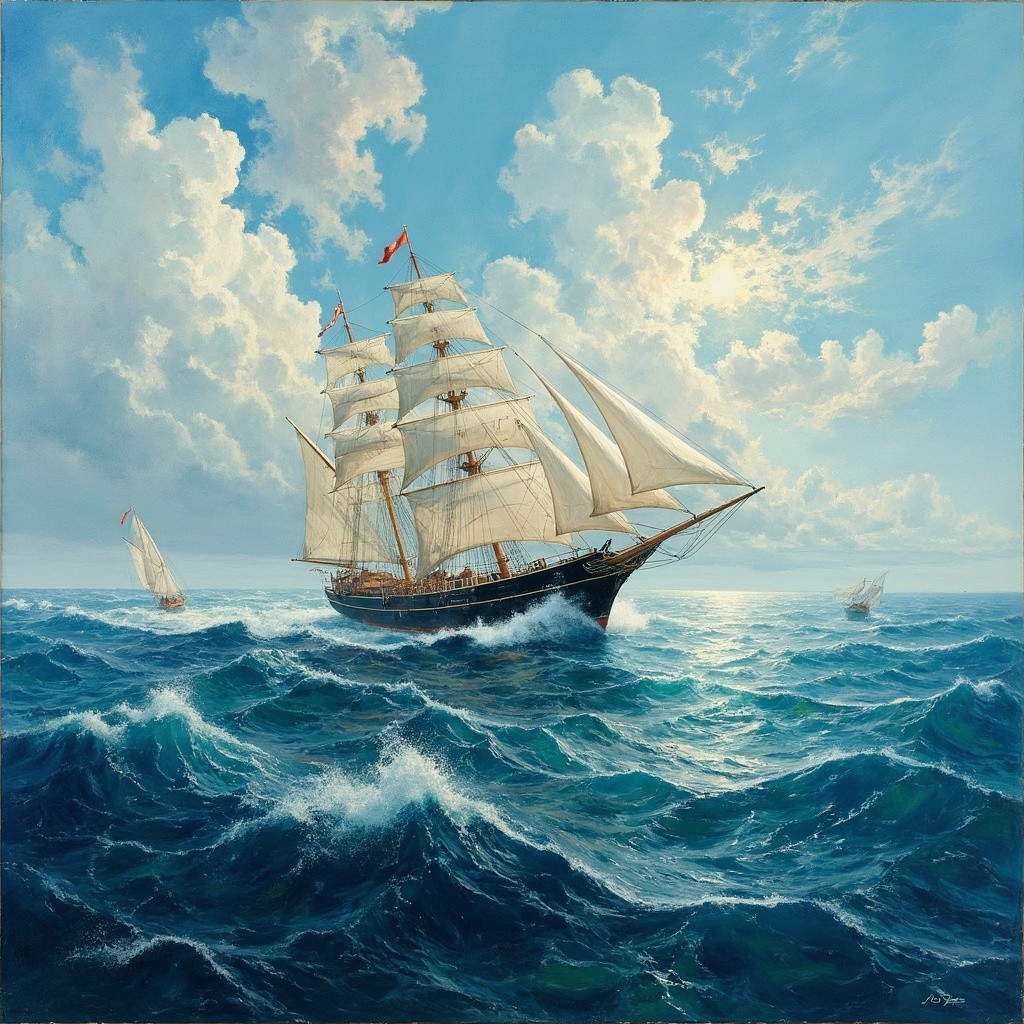 A Boat Moving on the Sea