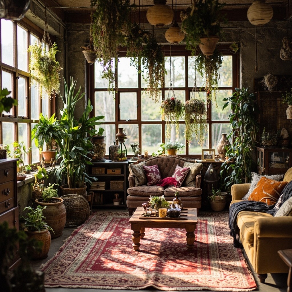 A Bohemian-style Living Room with Vintage Decor