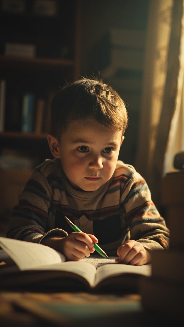 A Boy Studying Finance Creatively in His Room