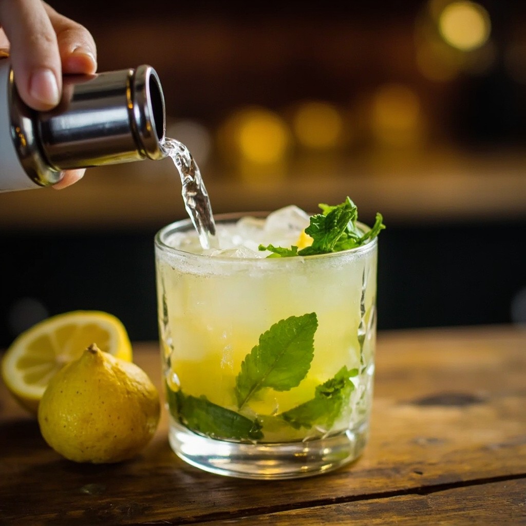 A Brazilian Caipirinha Production with Lemons and Mint