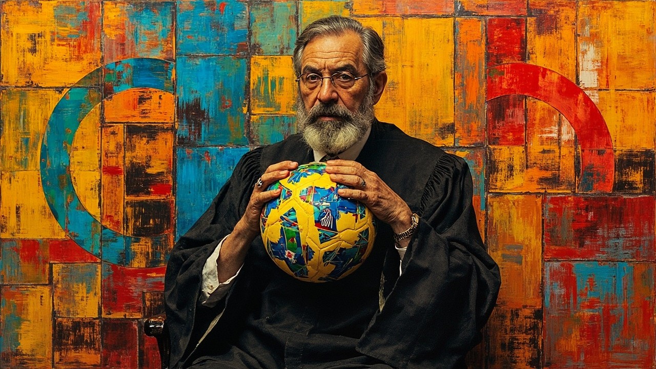 A Brazilian Judge Holding Football in Abstract Art