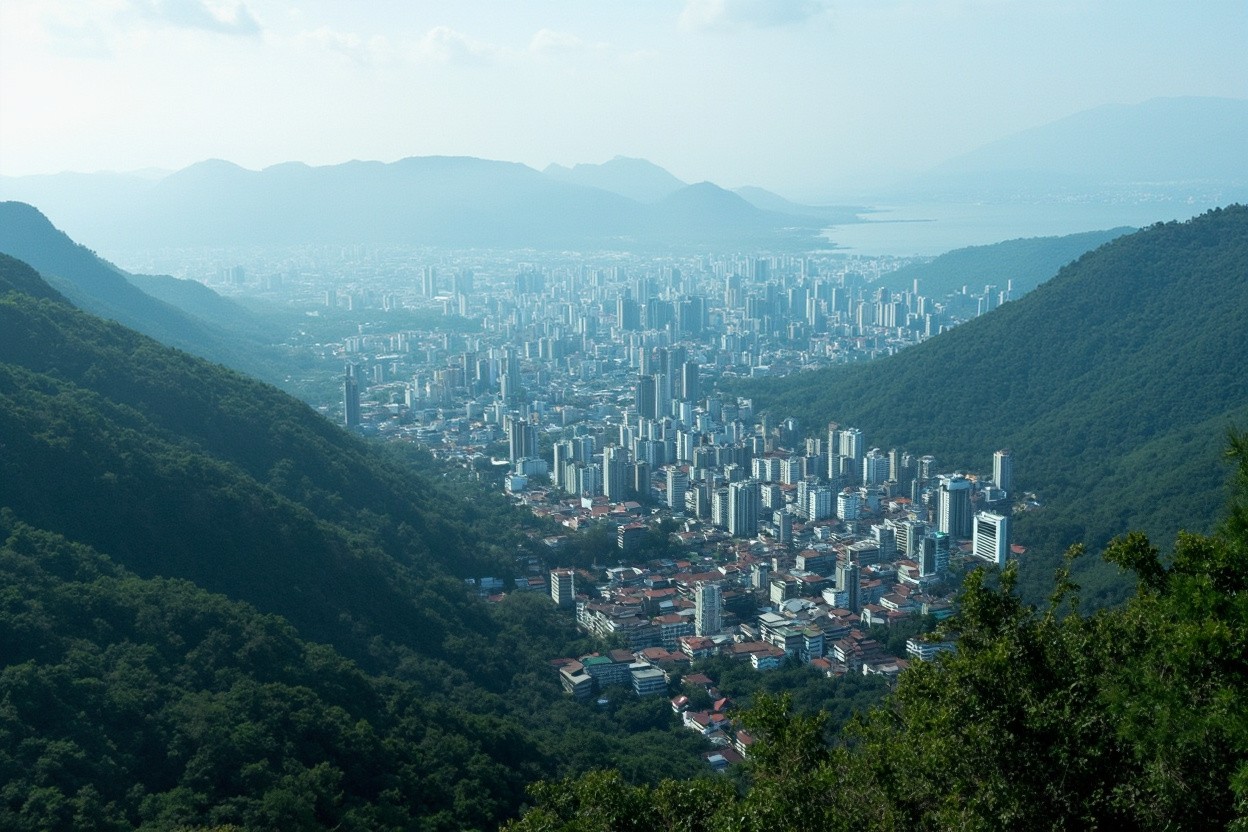 A Brazilian Mountain Scene with Korean Cities