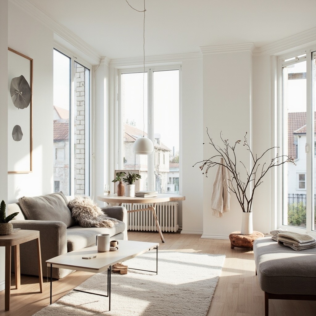 A Bright, Minimalist Scandinavian Living Room