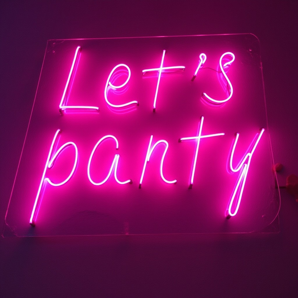 A Bright Pink Neon 'Let's Party' Sign
