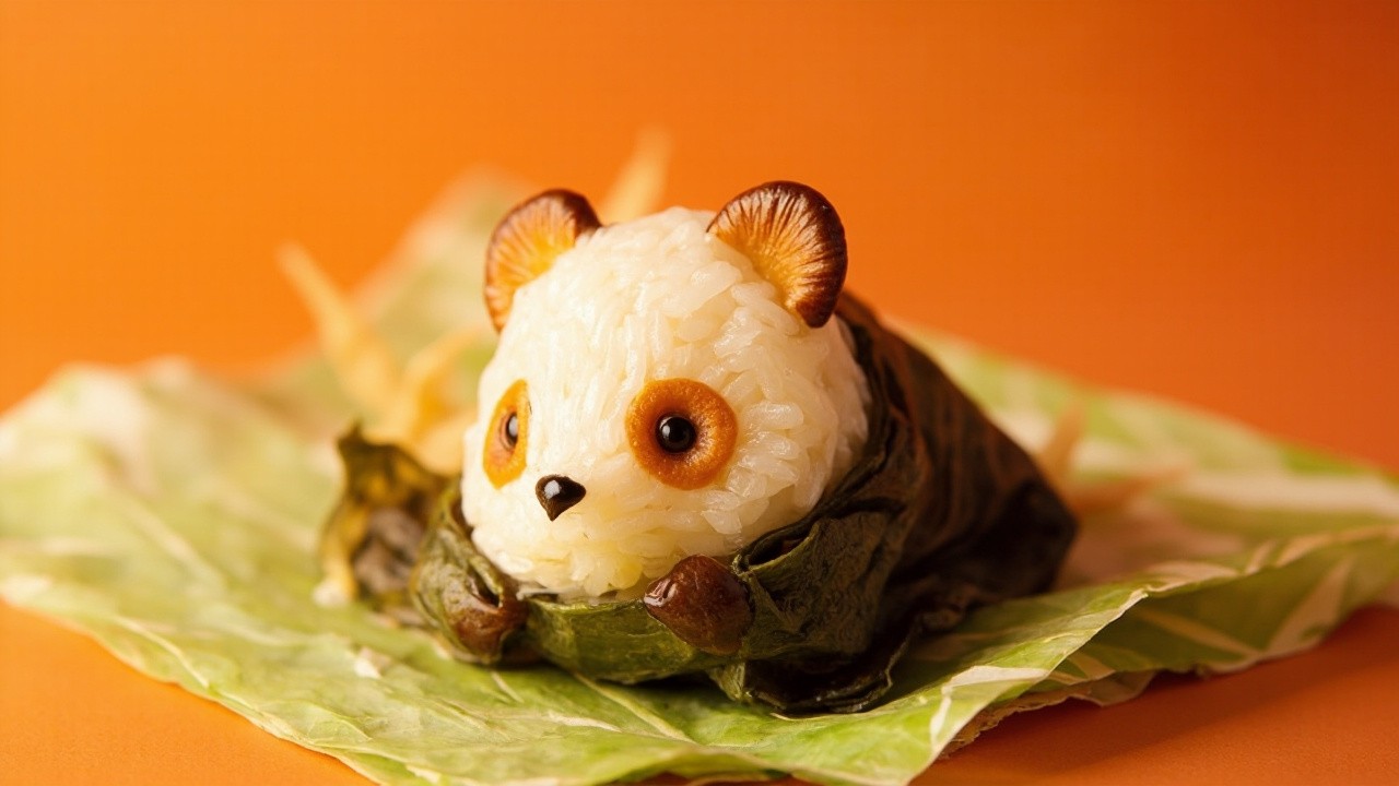 A Brightly Colored, Realistic Panda-shaped Zongzi