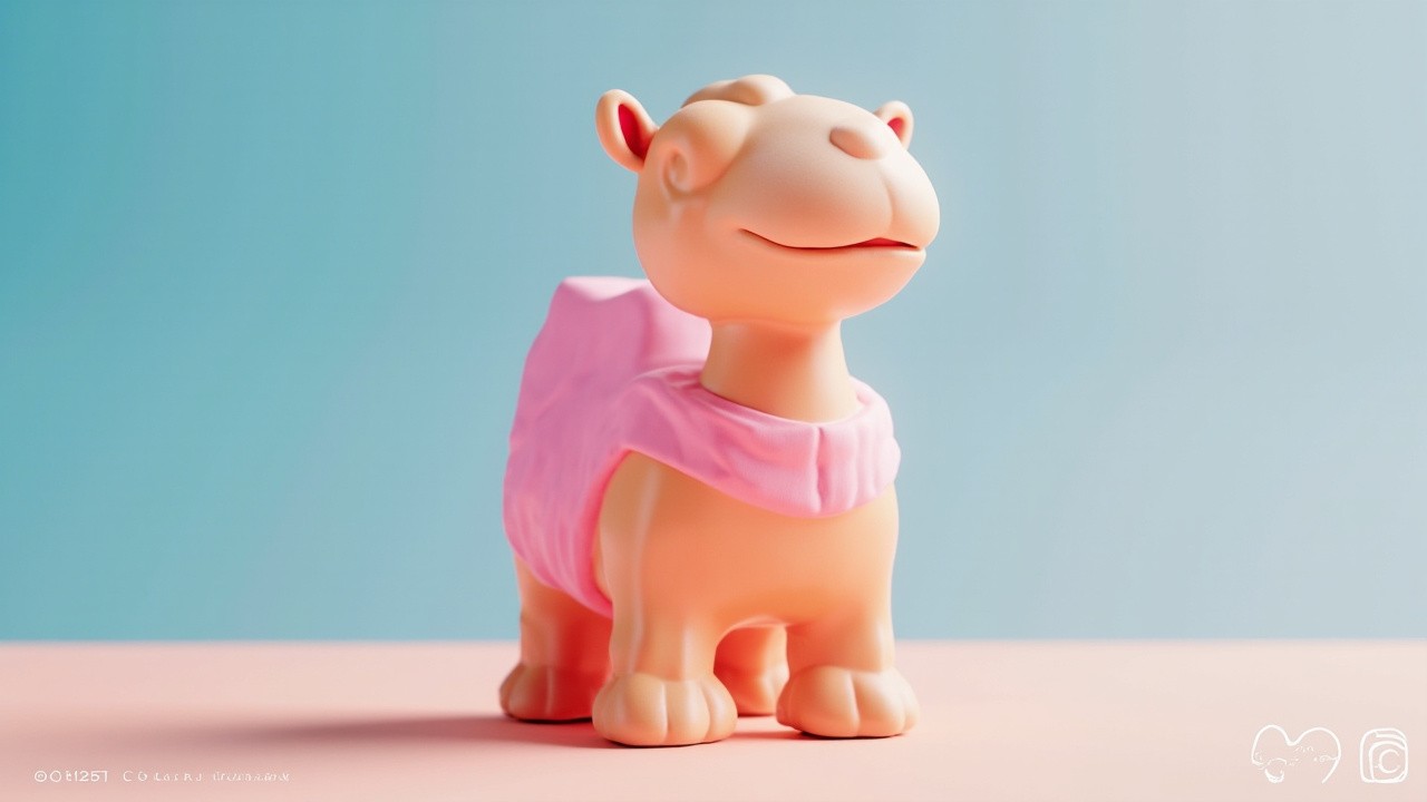 A Bubble Mart Camel Mascot Design Rendered in PVC
