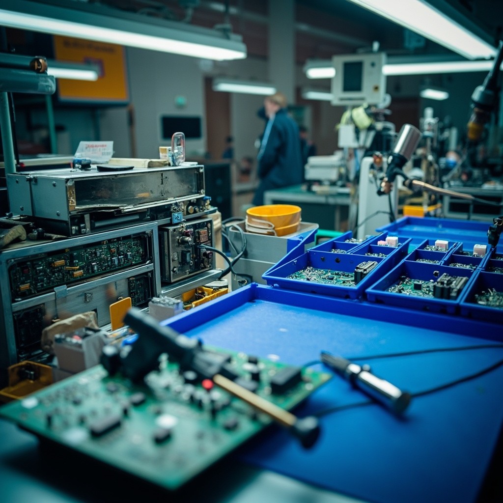 A Busy Medical Device Repair Center Workspace