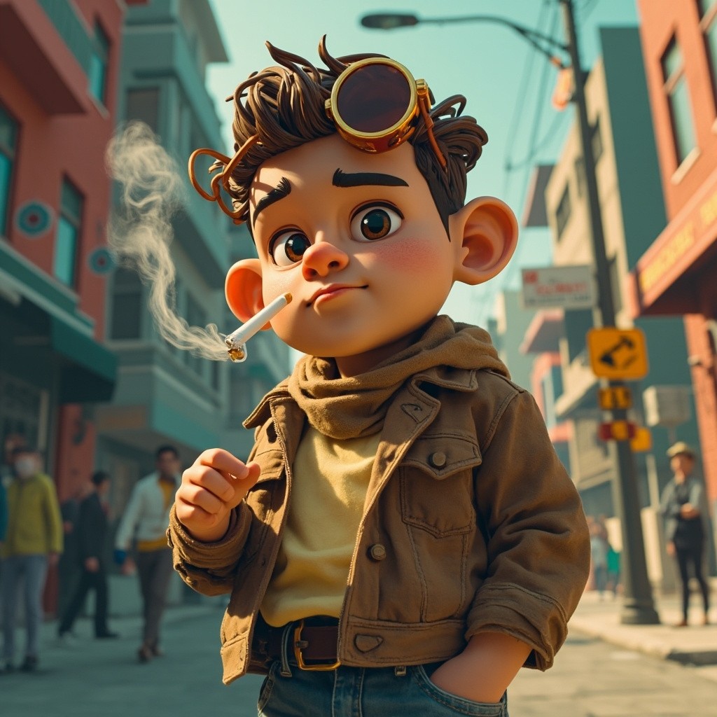 A Cartoon Character Smoking in Street Style