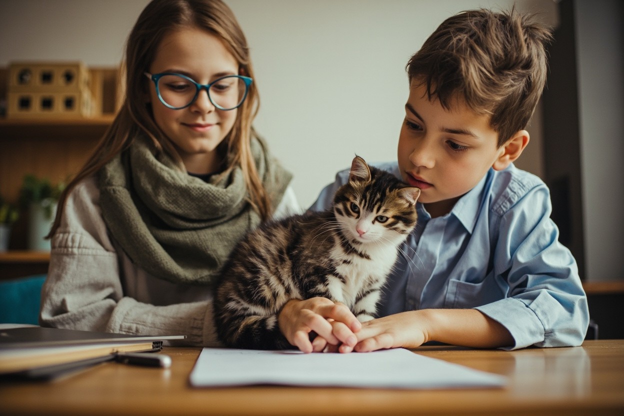 A Cat Teaching a Student