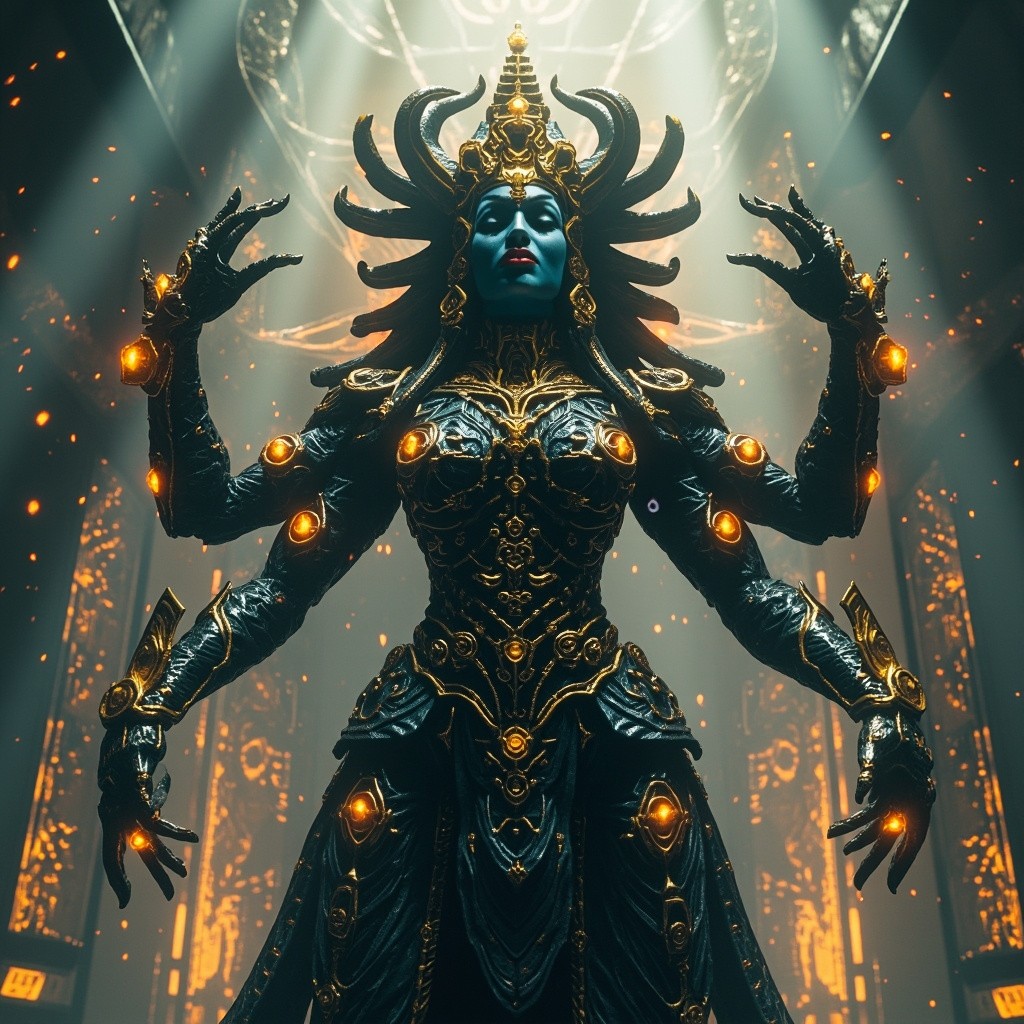 A Celestial, Armor-Clad Goddess Kali Portrait
