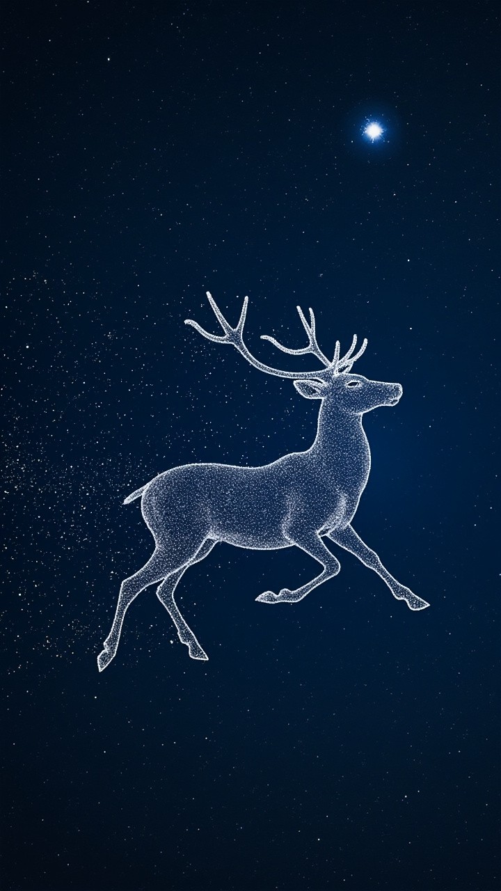 A Celestial Deer Creating Constellations in Stardust