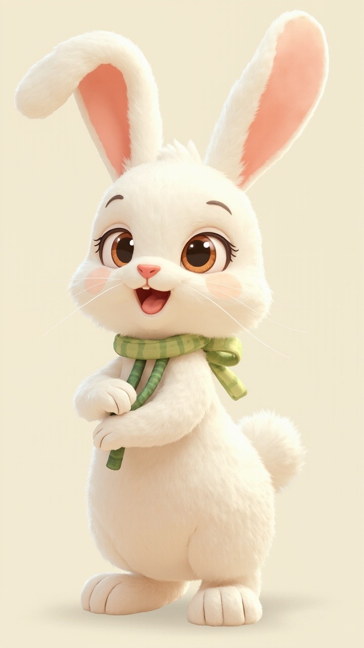 A Cheerful, Realistic Bunny Character