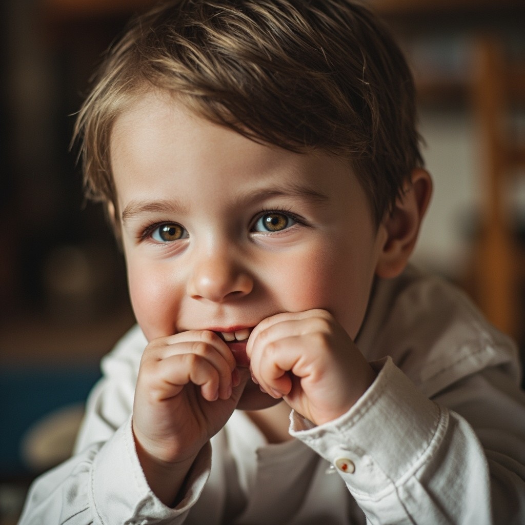 A Child Biting Their Nails