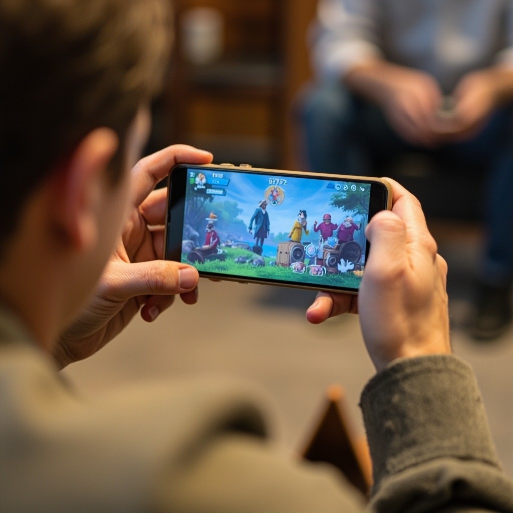 A Child Engaged in a Mobile Game