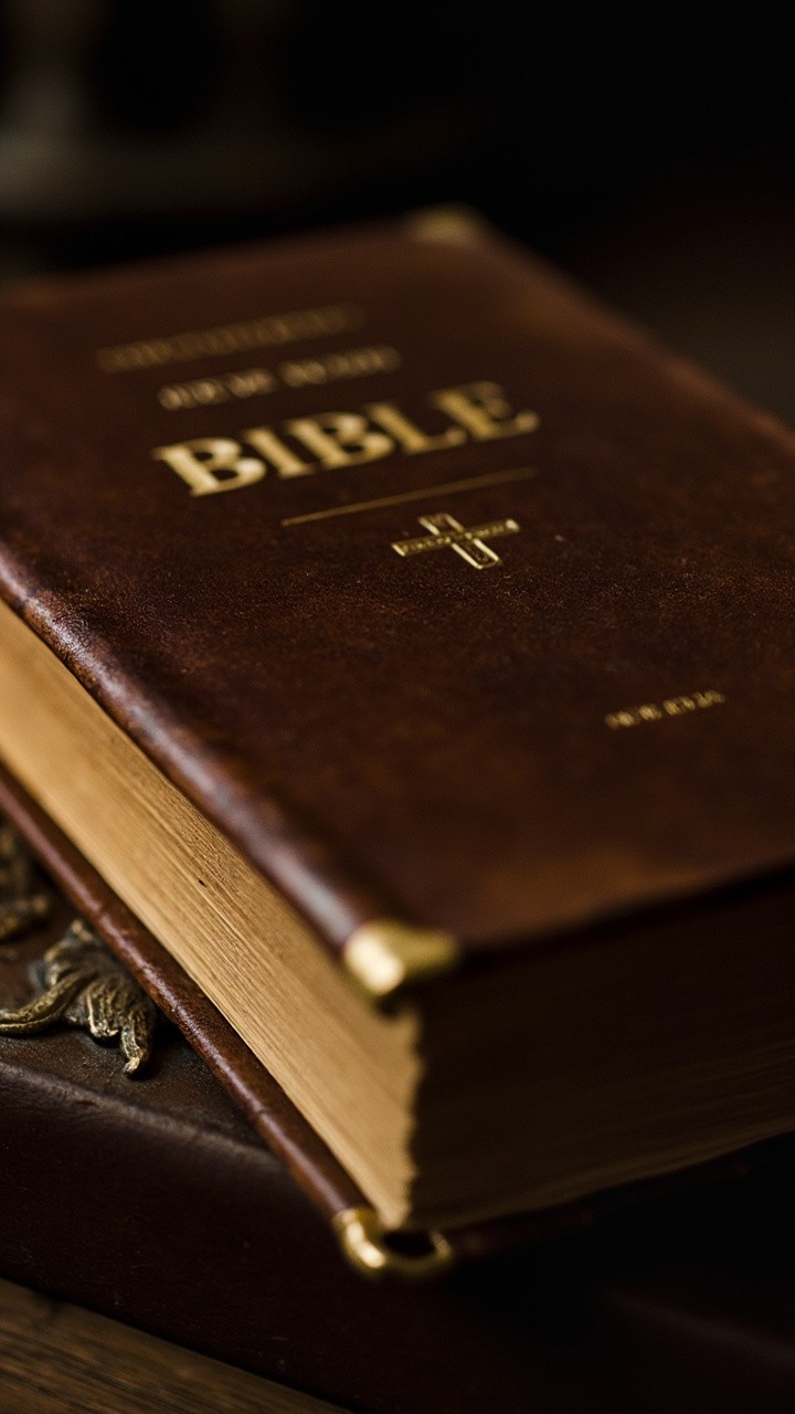 A Close-Up of Antique Leather Christian Bible