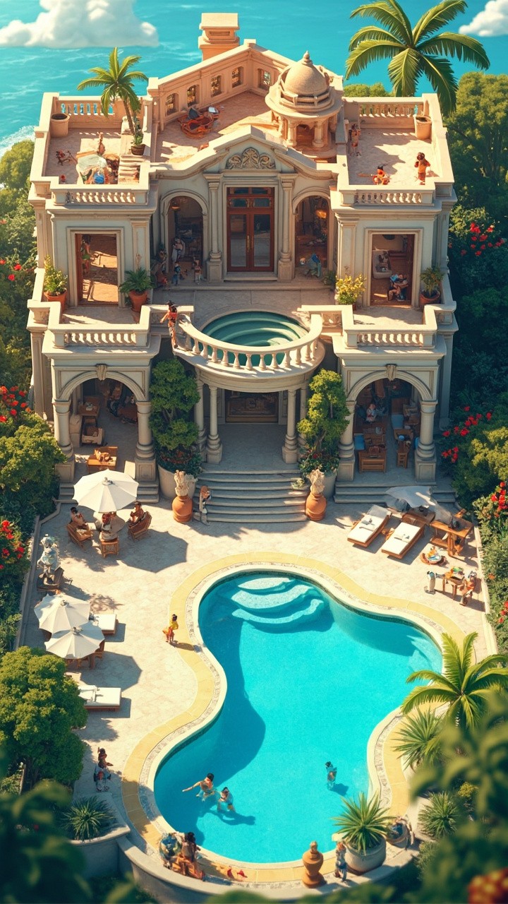 A Colorful 3D Game Art of Luxury Villa