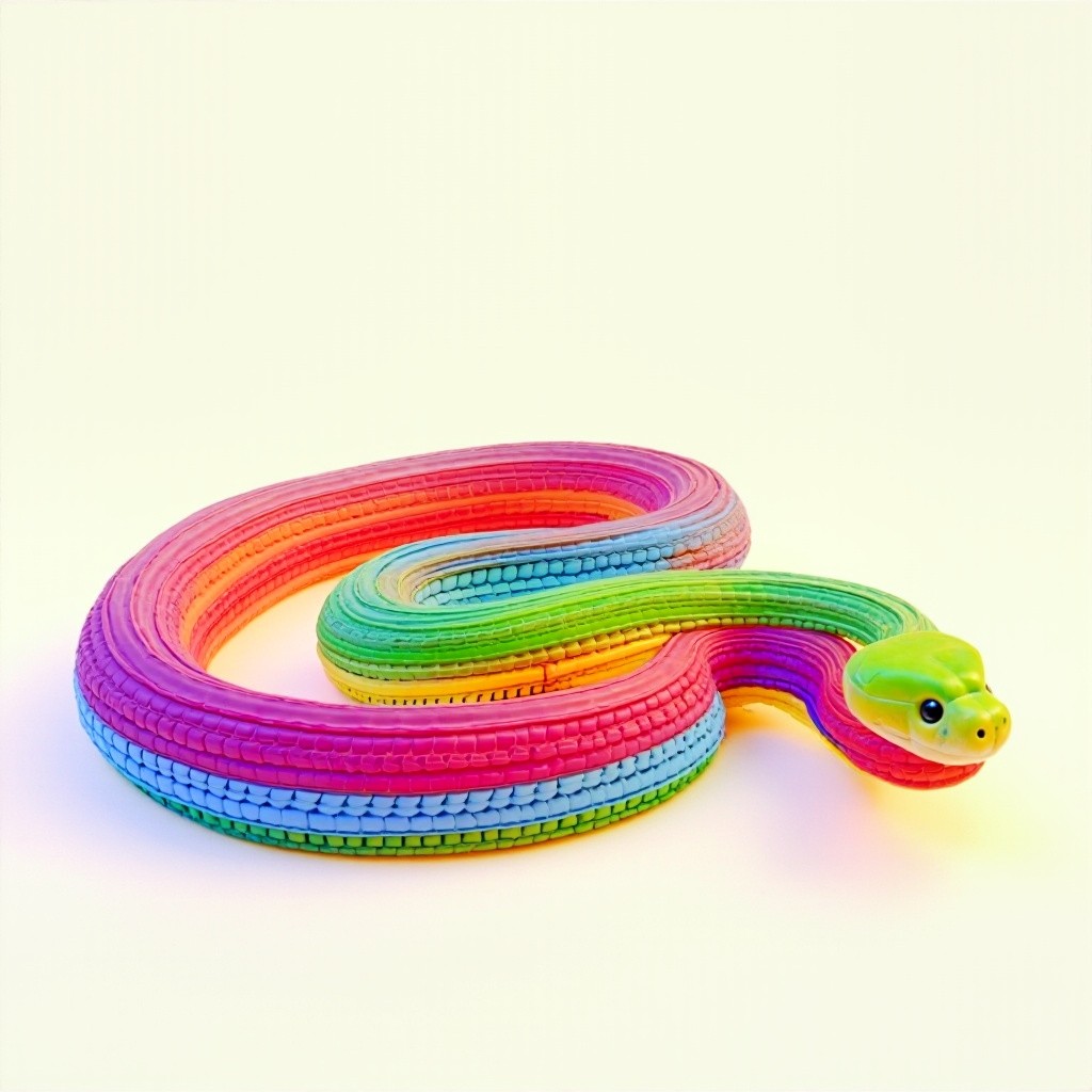 A Colorful Snake with a Blank Background
