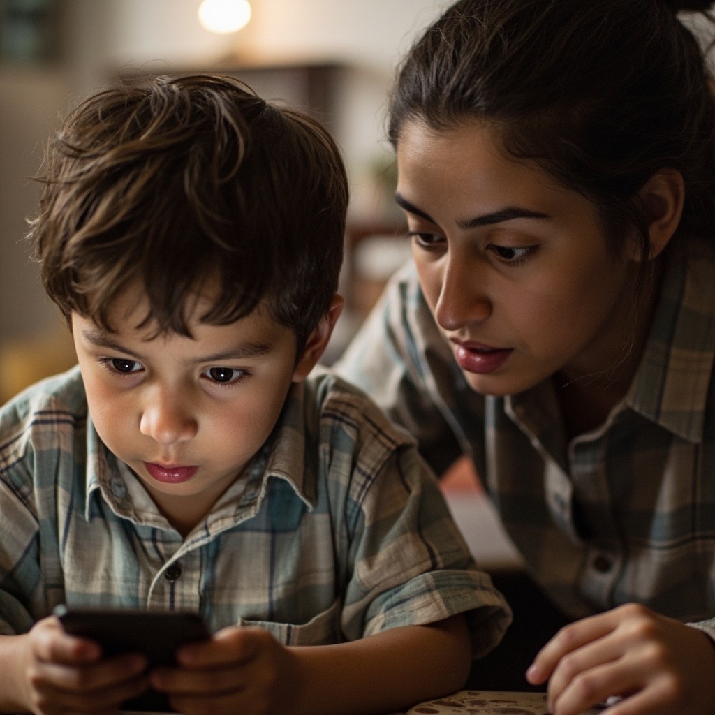 A Concerned Parent Observing Child's Difficulty Studying