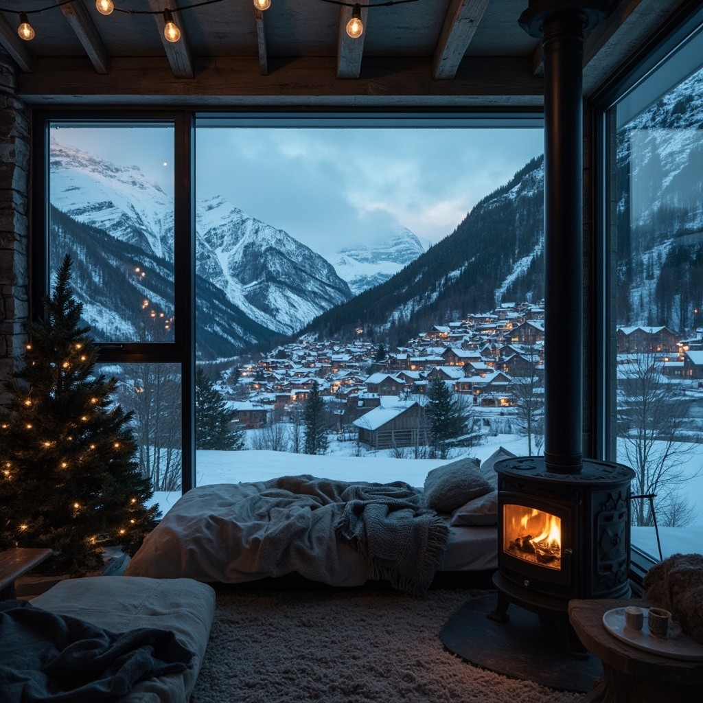 A Cozy Winter Evening in Modern Mountain Retreat