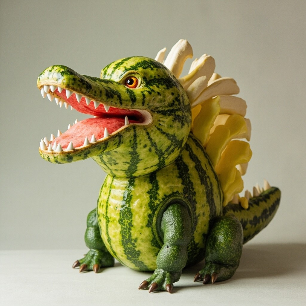 A Crocodile Mixed with Banana, Melon & Cucumber