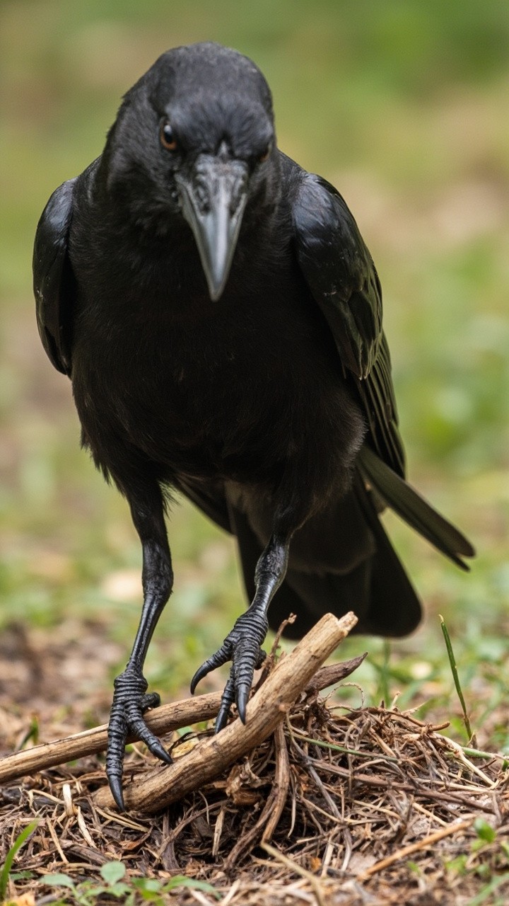 A Crow Using a Straight Stick for Digging
