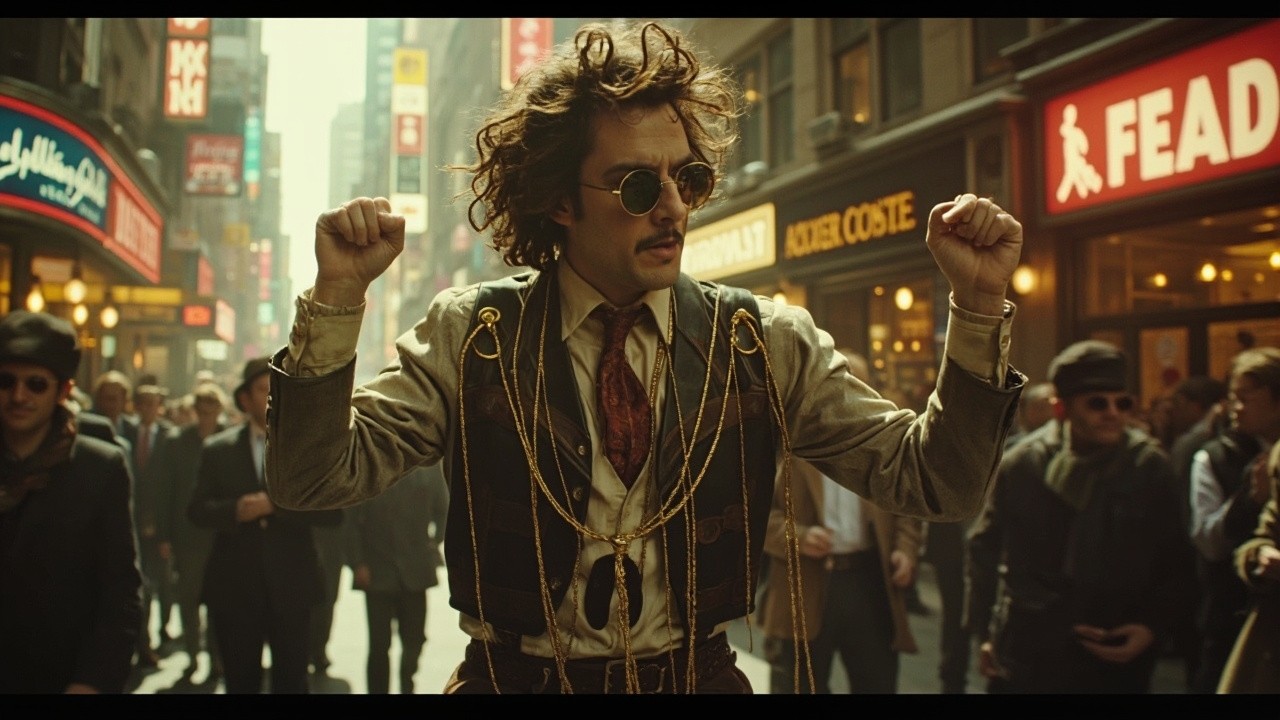 A Dandy Dancing in a 1930s Grunge City