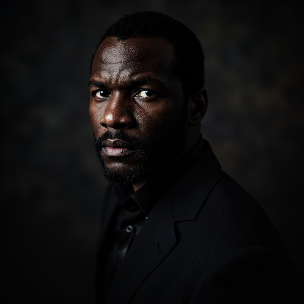 A Dark Man's Headshot Portrait