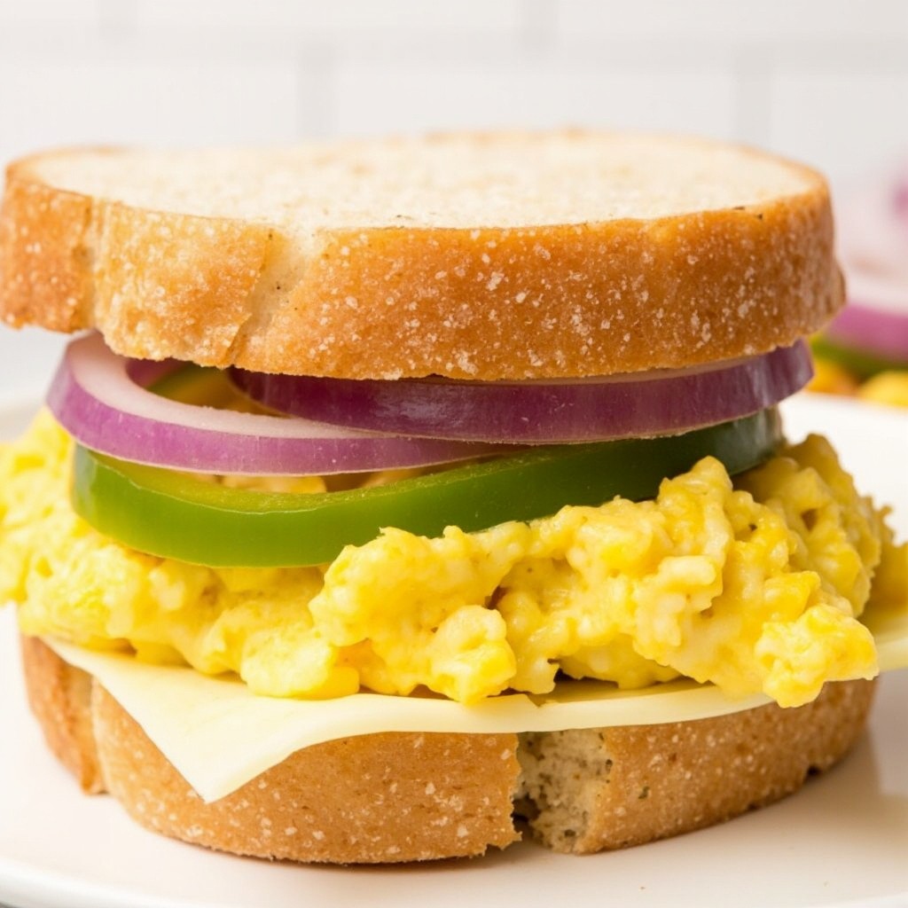 A Delicious Veggie and Scrambled Egg Sandwich