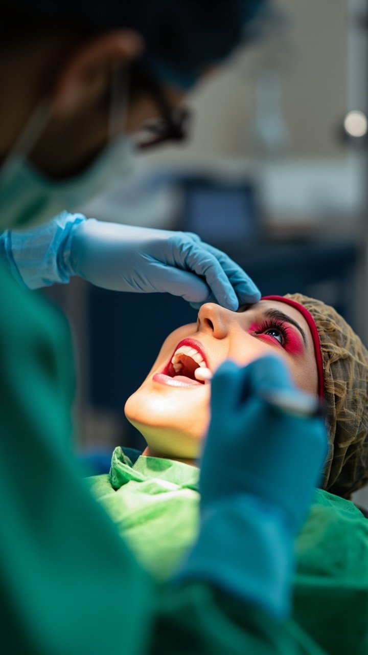 A Dentist in Green Uniform Operating on Patient